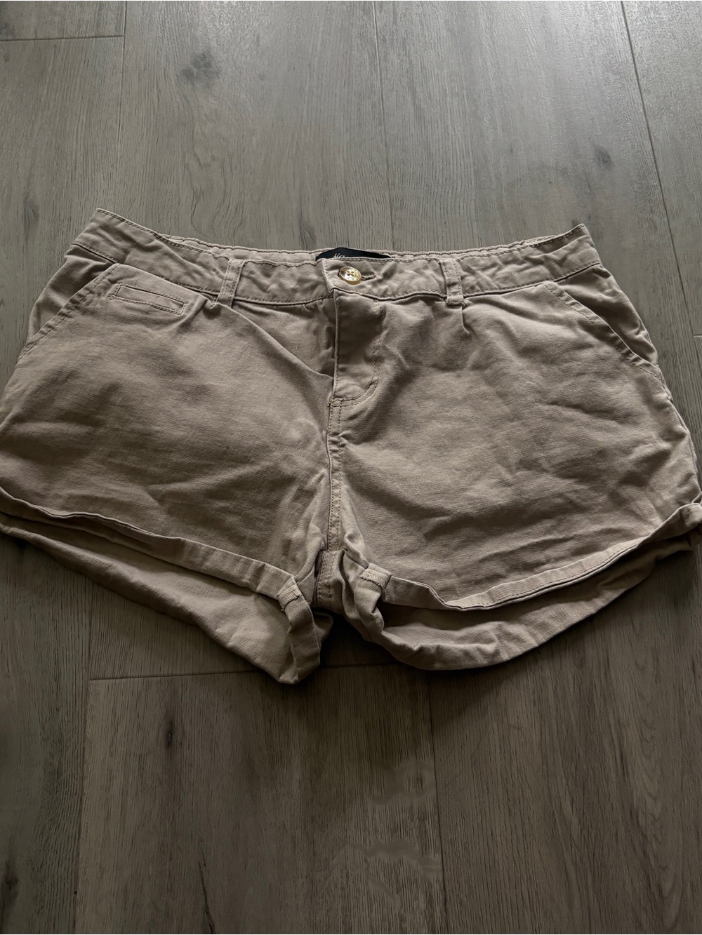 Ambiance Women's Taupe Cargo-Style Shorts